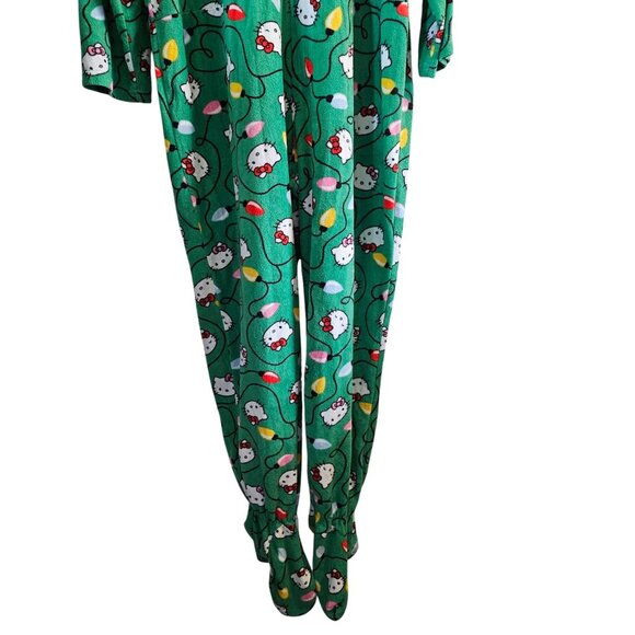 Hello Kitty Green Fleece Hooded Onesie Pajamas 3X - Picture 6 of 9